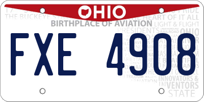 OH license plate FXE4908