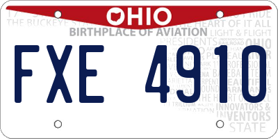 OH license plate FXE4910