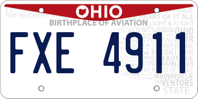 OH license plate FXE4911