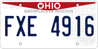 OH license plate FXE4916