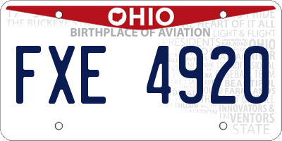OH license plate FXE4920