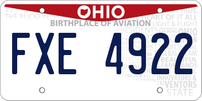 OH license plate FXE4922