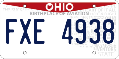 OH license plate FXE4938