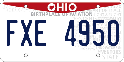 OH license plate FXE4950
