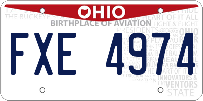 OH license plate FXE4974