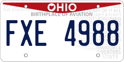 OH license plate FXE4988