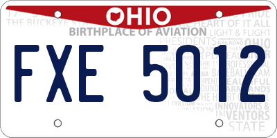 OH license plate FXE5012