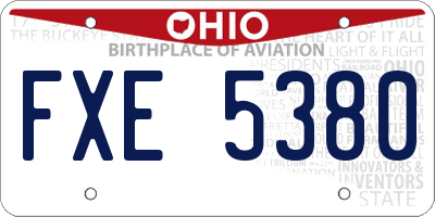 OH license plate FXE5380