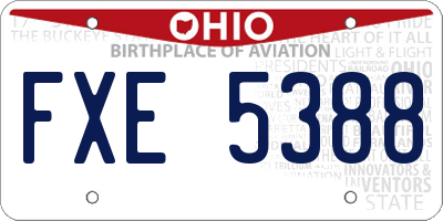 OH license plate FXE5388
