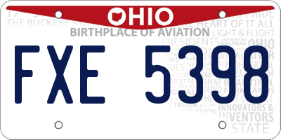 OH license plate FXE5398