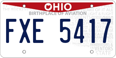 OH license plate FXE5417