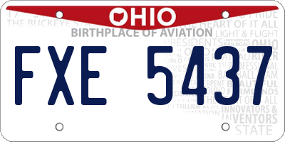 OH license plate FXE5437