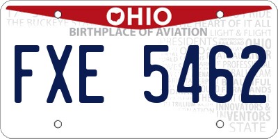 OH license plate FXE5462