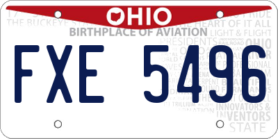 OH license plate FXE5496