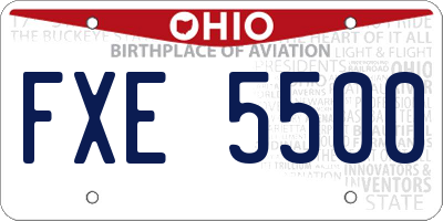 OH license plate FXE5500