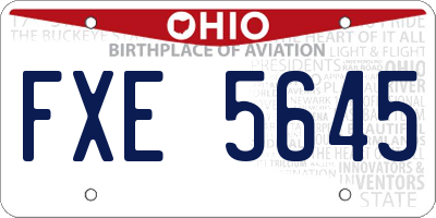OH license plate FXE5645