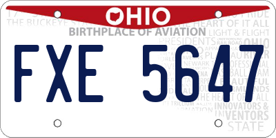 OH license plate FXE5647