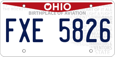OH license plate FXE5826