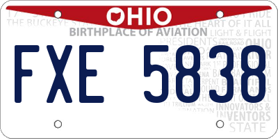 OH license plate FXE5838