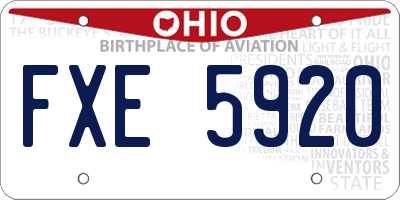OH license plate FXE5920