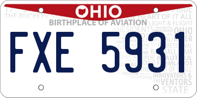 OH license plate FXE5931