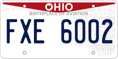 OH license plate FXE6002