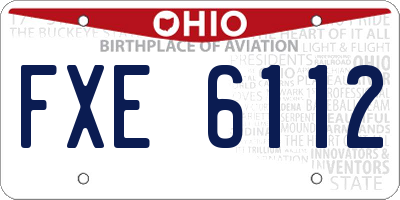 OH license plate FXE6112