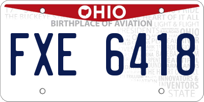 OH license plate FXE6418