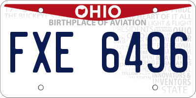 OH license plate FXE6496