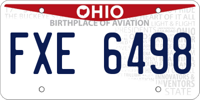 OH license plate FXE6498