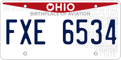 OH license plate FXE6534