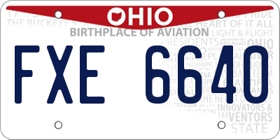 OH license plate FXE6640