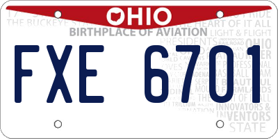 OH license plate FXE6701