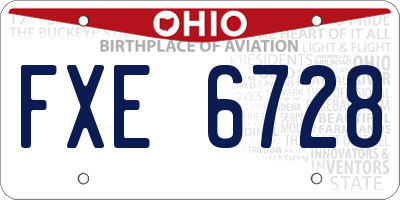 OH license plate FXE6728