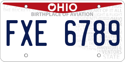 OH license plate FXE6789