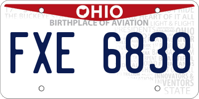 OH license plate FXE6838