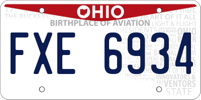 OH license plate FXE6934