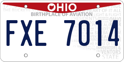 OH license plate FXE7014
