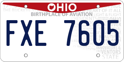 OH license plate FXE7605