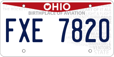 OH license plate FXE7820