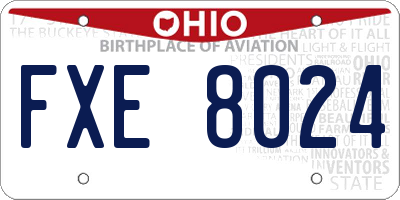 OH license plate FXE8024