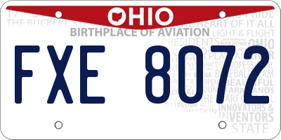 OH license plate FXE8072