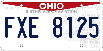 OH license plate FXE8125