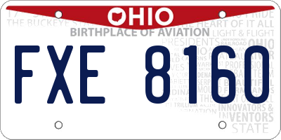 OH license plate FXE8160