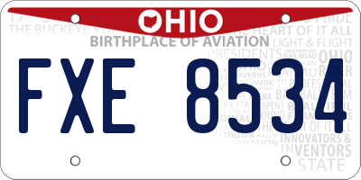 OH license plate FXE8534