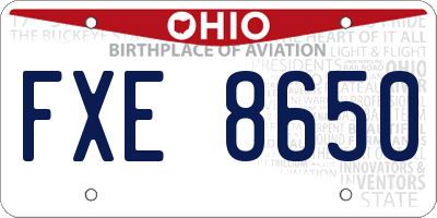 OH license plate FXE8650