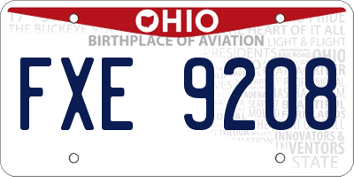 OH license plate FXE9208