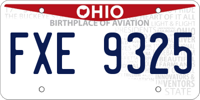 OH license plate FXE9325