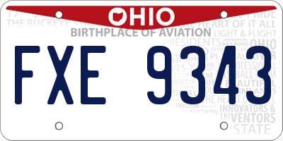 OH license plate FXE9343