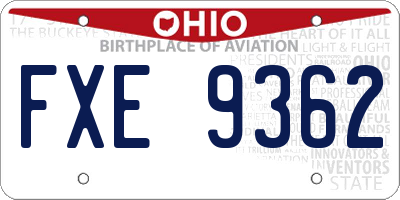OH license plate FXE9362